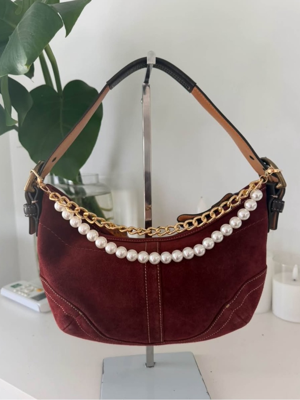 Coach Y2K red suede hobo bag